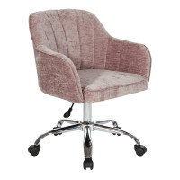 OSP Home Furnishings VRSSA-V22 Versailles Office Chair In Rose Velvet Fabric with Chrome Base